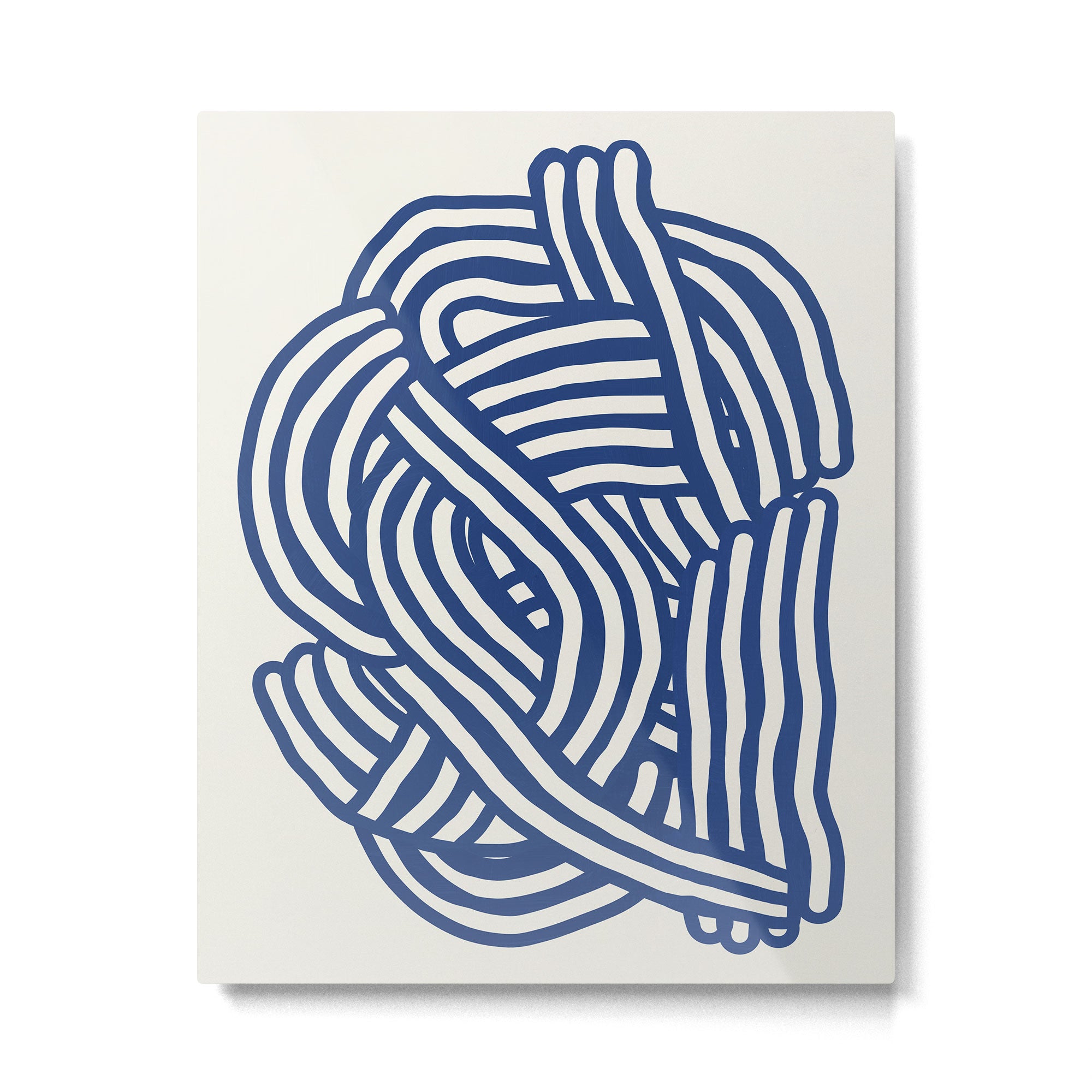 Line art organic shape in blue Metal Print Gallery Image 4