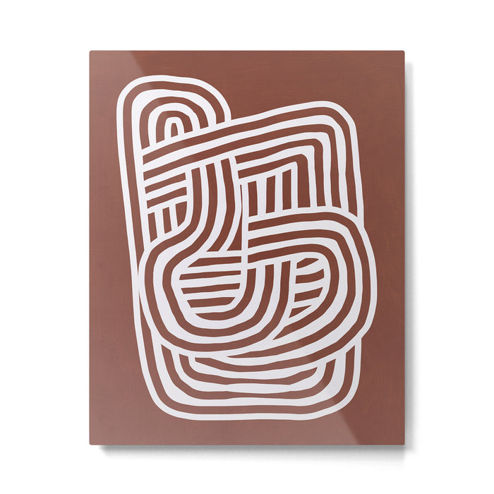 Line art Sculpt in umber 03 Metal Print Gallery Image 1