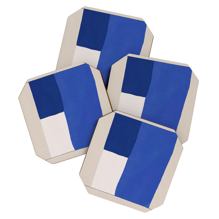 Minimal midcentury geometric block Coaster Gallery Image 1