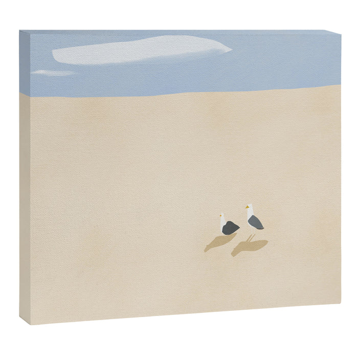 Minimal sand beach with seagulls Canvas Print Gallery Image 1