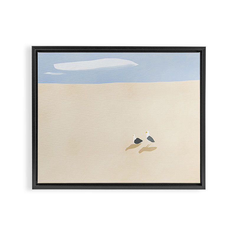 Minimal sand beach with seagulls Framed Canvas Print Gallery Image 12