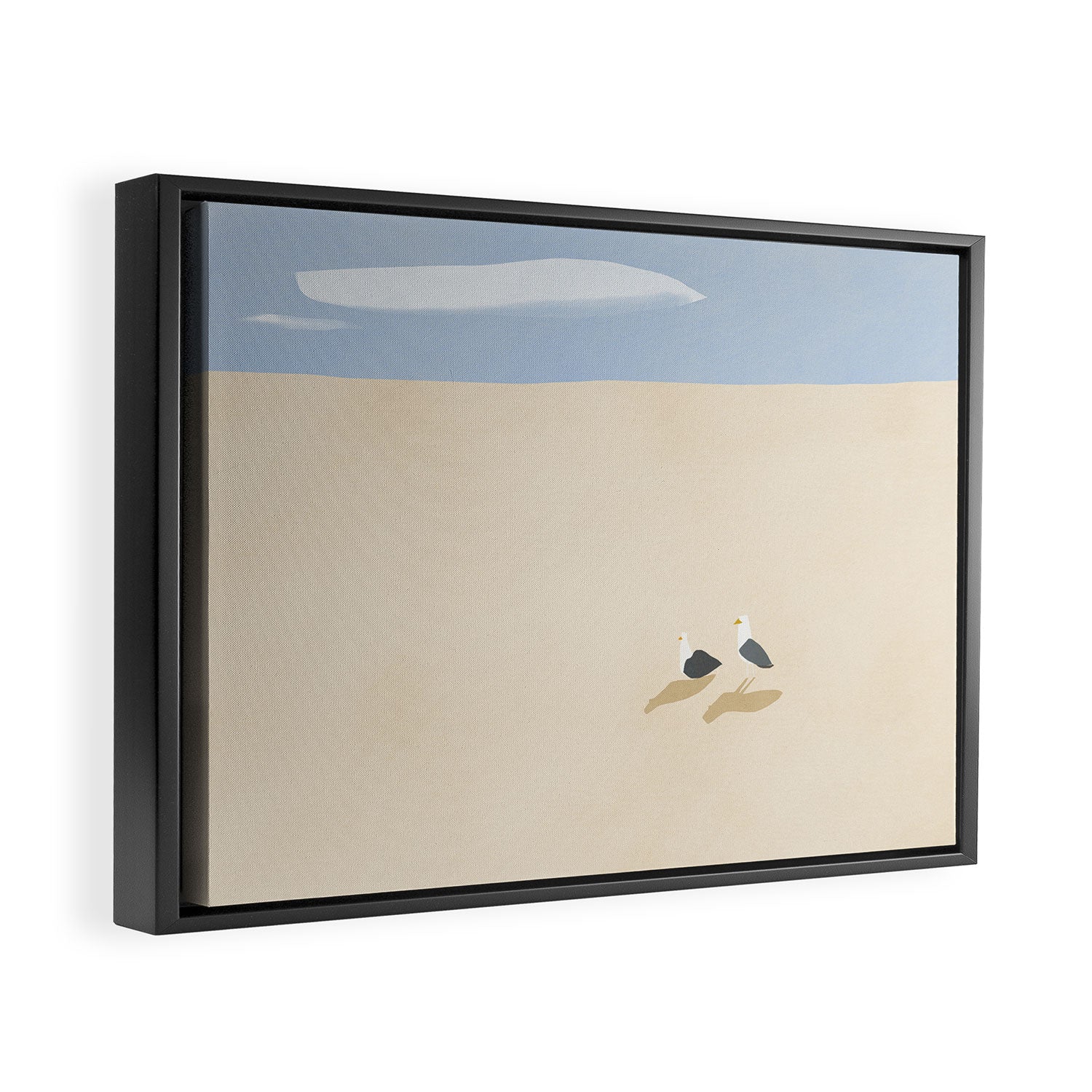 Minimal sand beach with seagulls Framed Canvas Print Gallery Image 2