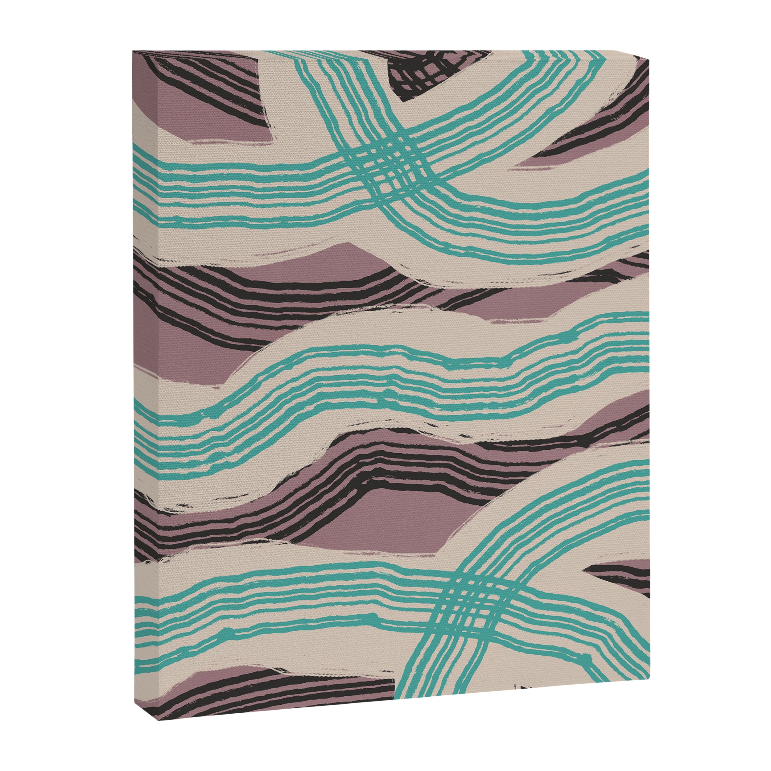 Muted pink and green stripe pattern Canvas Print Gallery Image 6