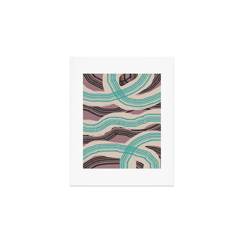 Muted pink and green stripe pattern Art Print Gallery Image 1