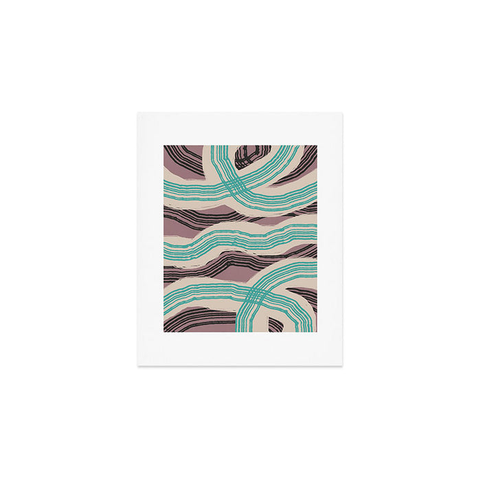 Muted pink and green stripe pattern Art Print Gallery Image 1