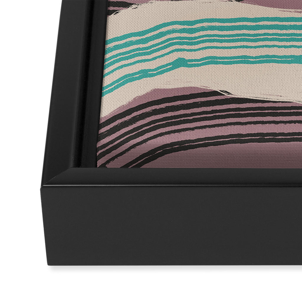 Muted pink and green stripe pattern Framed Canvas Print Gallery Image 3