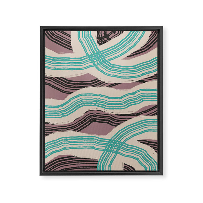 Muted pink and green stripe pattern Framed Canvas Print Gallery Image 1