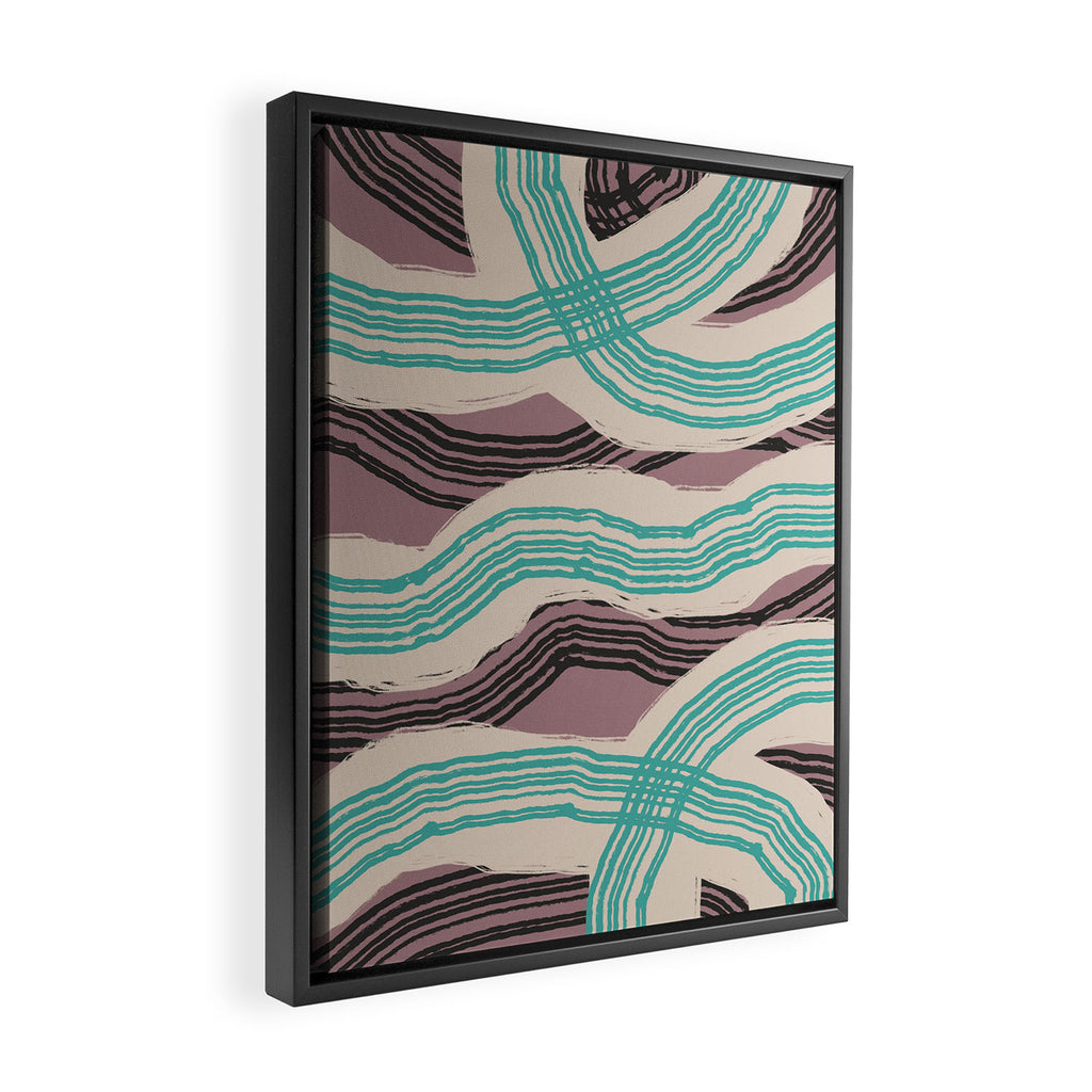 Muted pink and green stripe pattern Framed Canvas Print Gallery Image 2