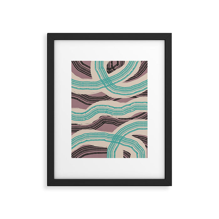 Muted pink and green stripe pattern Framed Art Print Gallery Image 1