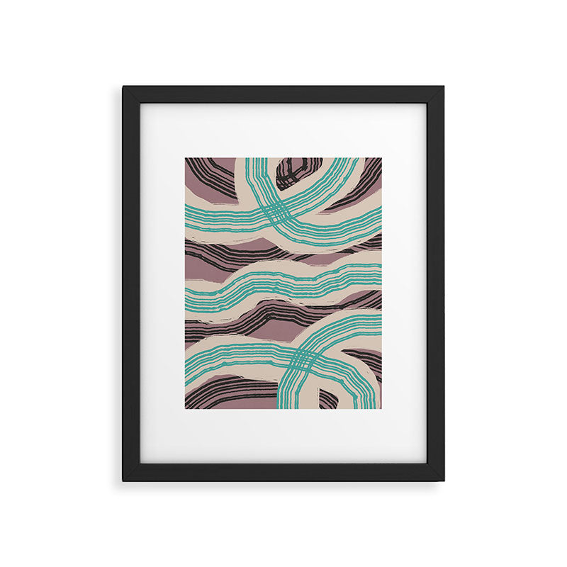 Muted pink and green stripe pattern Framed Art Print Gallery Image 5