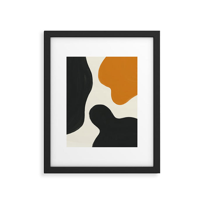 Neutral black orange curves Framed Art Print Gallery Image 1