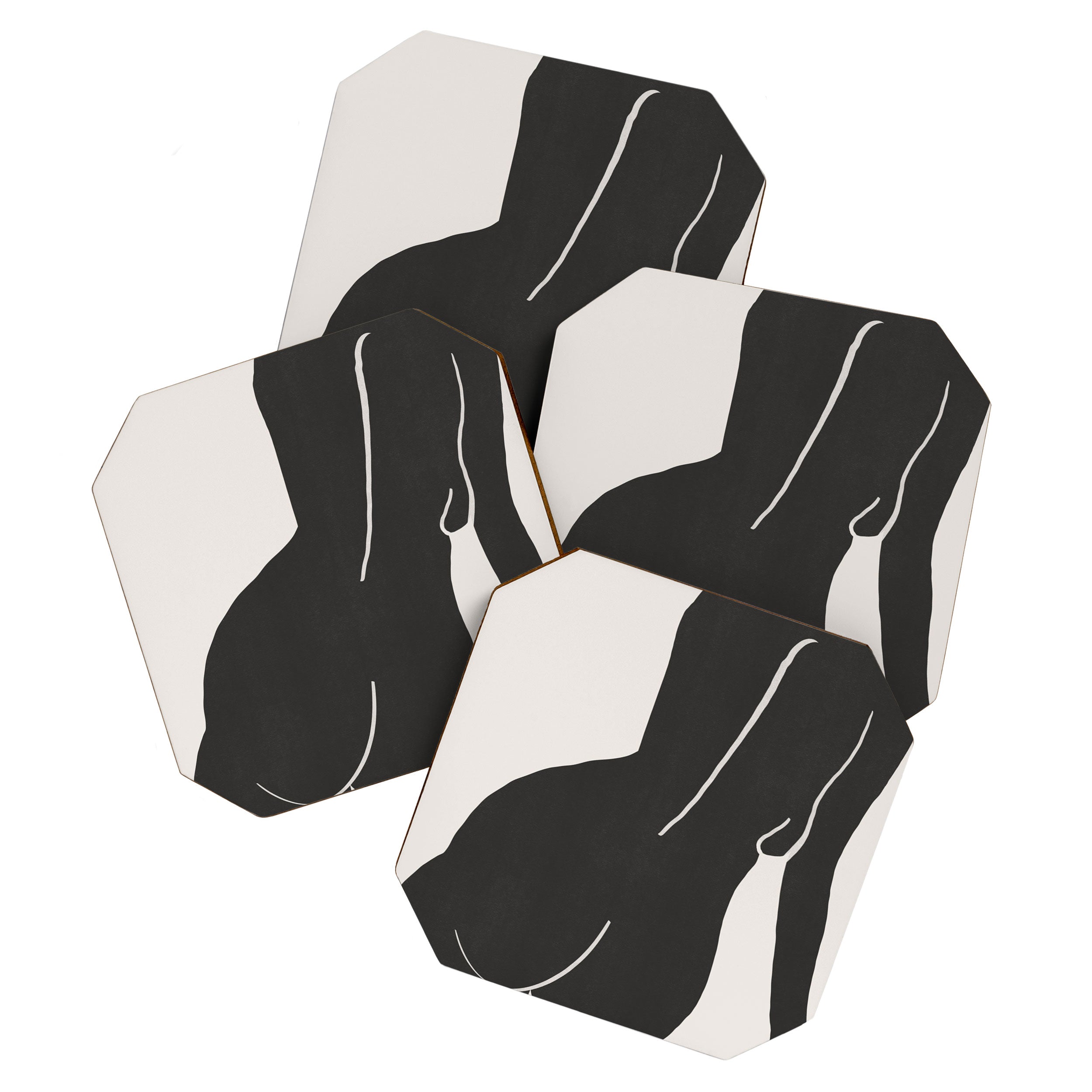 Nude in yellow black var Coaster Gallery Image 1