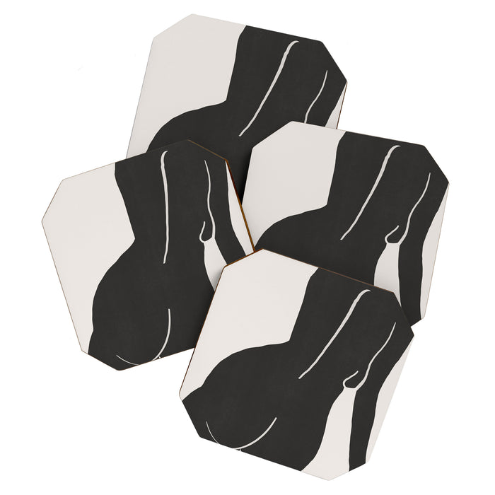 Nude in yellow black var Coaster Gallery Image 1