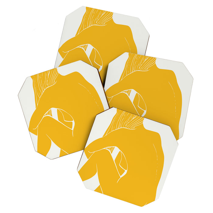 Nude in yellow summer Coaster Gallery Image 1