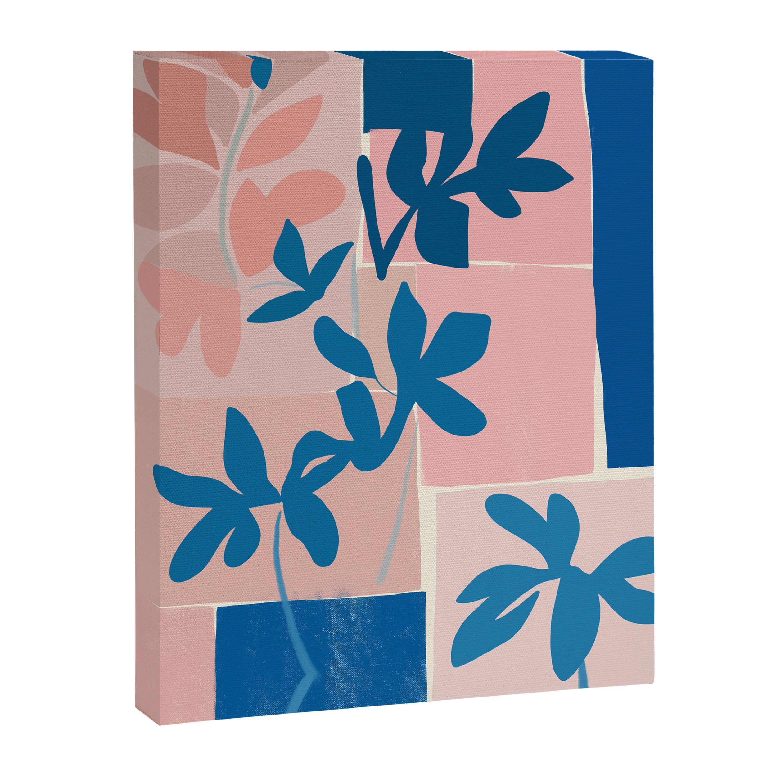 Pink Blue leaves composition Canvas Print Gallery Image 6