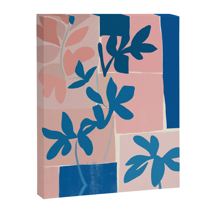 Pink Blue leaves composition Canvas Print Gallery Image 1