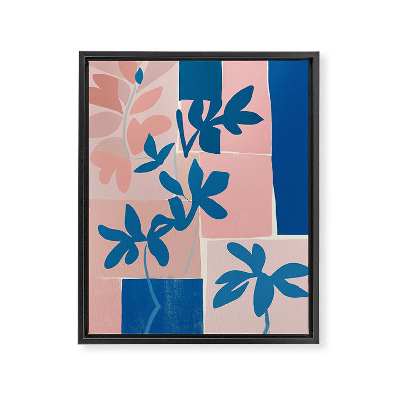 Pink Blue leaves composition Framed Canvas Print Gallery Image 6