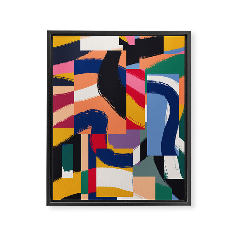 Rainbow abstract ribbon pattern Framed Canvas Print Gallery Image 6