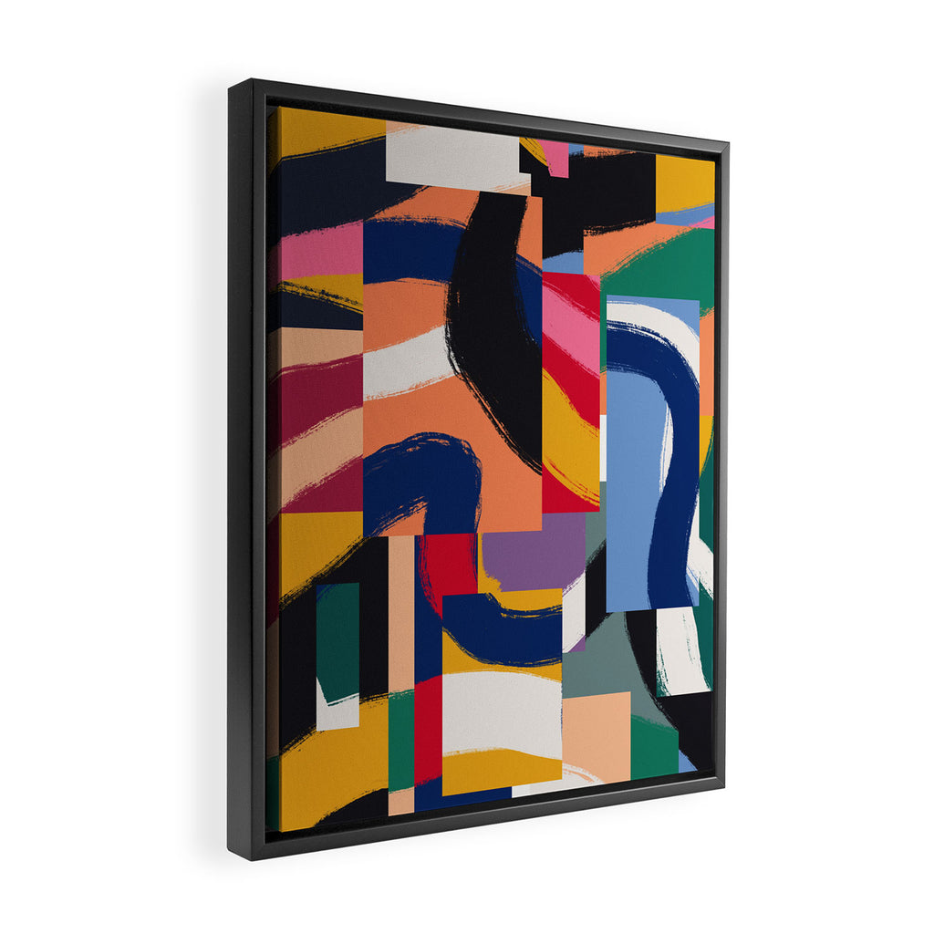 Rainbow abstract ribbon pattern Framed Canvas Print Gallery Image 2