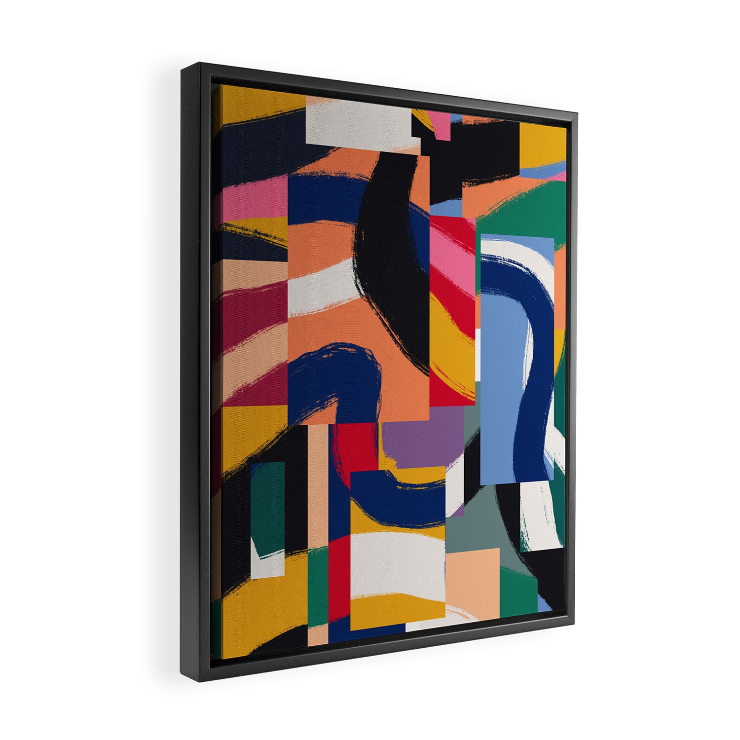 Rainbow abstract ribbon pattern Framed Canvas Print Gallery Image 2