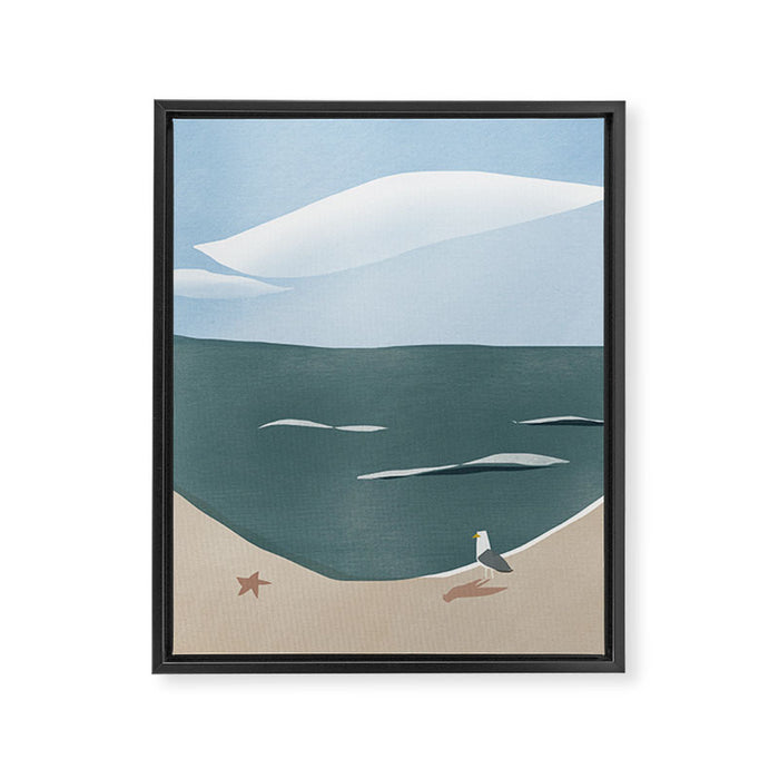 Seagull and starfish Framed Canvas Print Gallery Image 1