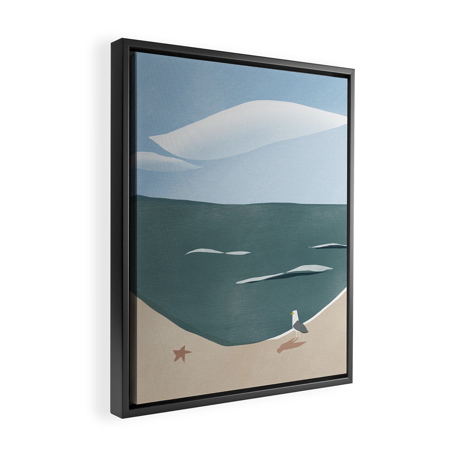 Seagull and starfish Framed Canvas Print Gallery Image 2
