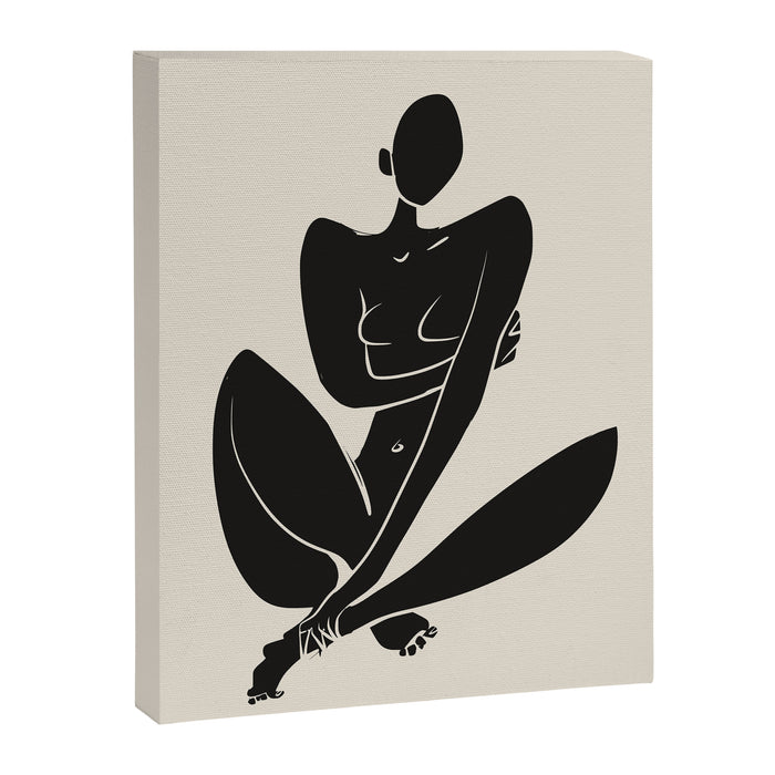 Sitting nude in black Canvas Print Gallery Image 1