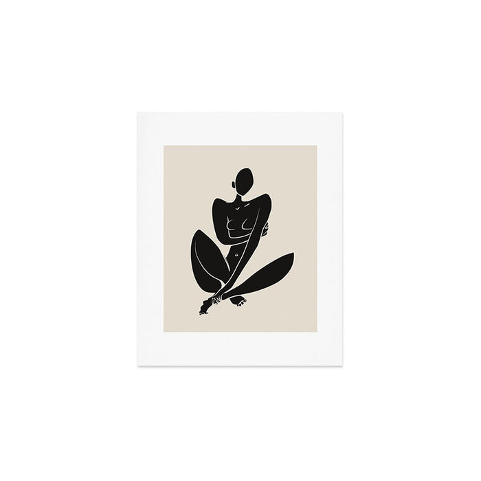 Sitting nude in black Art Print Gallery Image 1