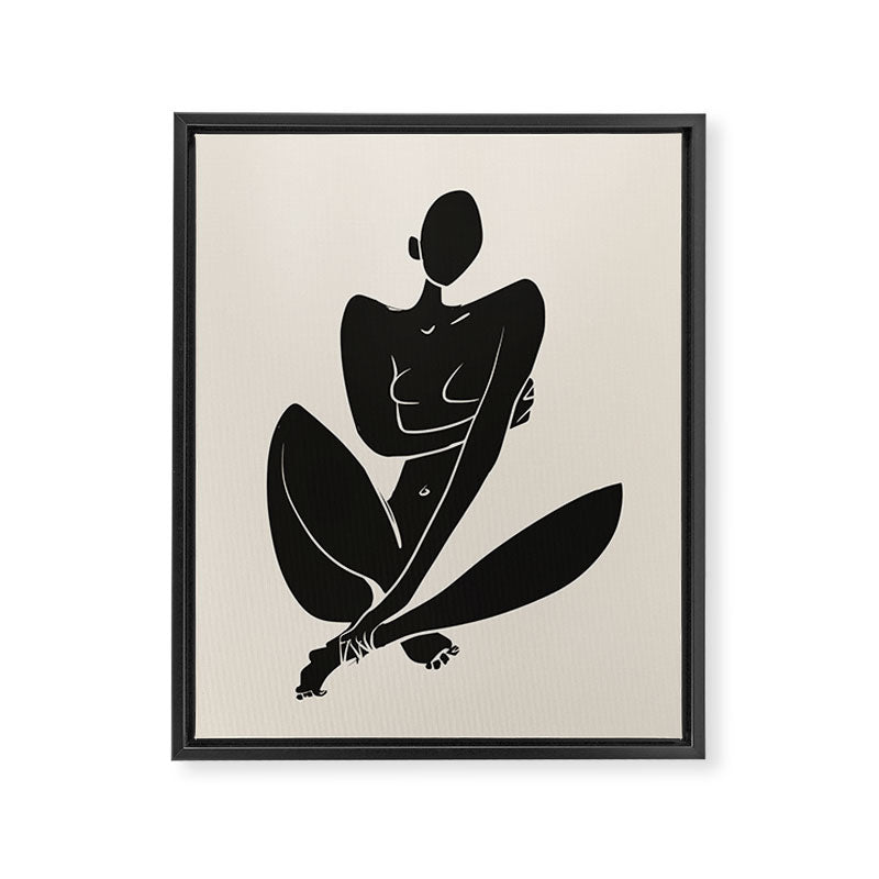 Sitting nude in black Framed Canvas Print Gallery Image 6