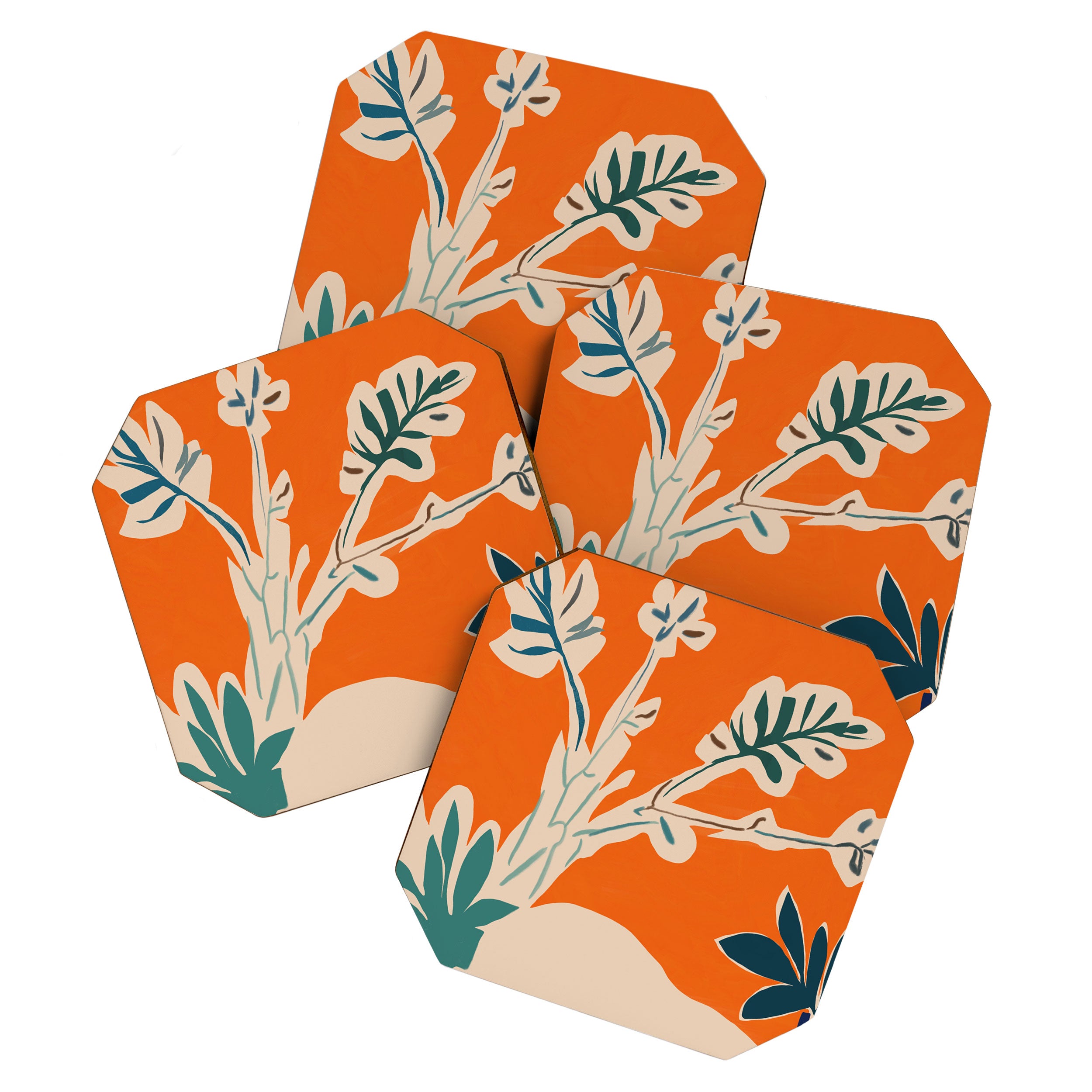 Stylized plants with abstract shapes Coaster Gallery Image 1