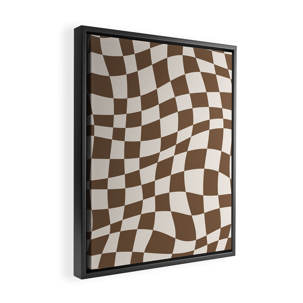 Wavy brown checker  Framed Canvas Print Gallery Image 2