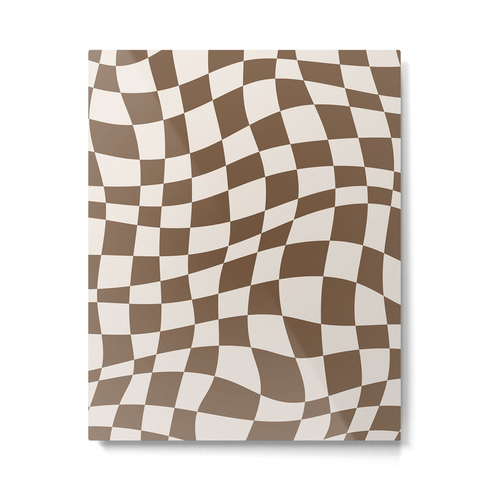 Wavy brown checker  Metal Print Gallery Image 1