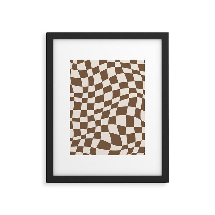 Wavy brown checker  Framed Art Print Gallery Image 1