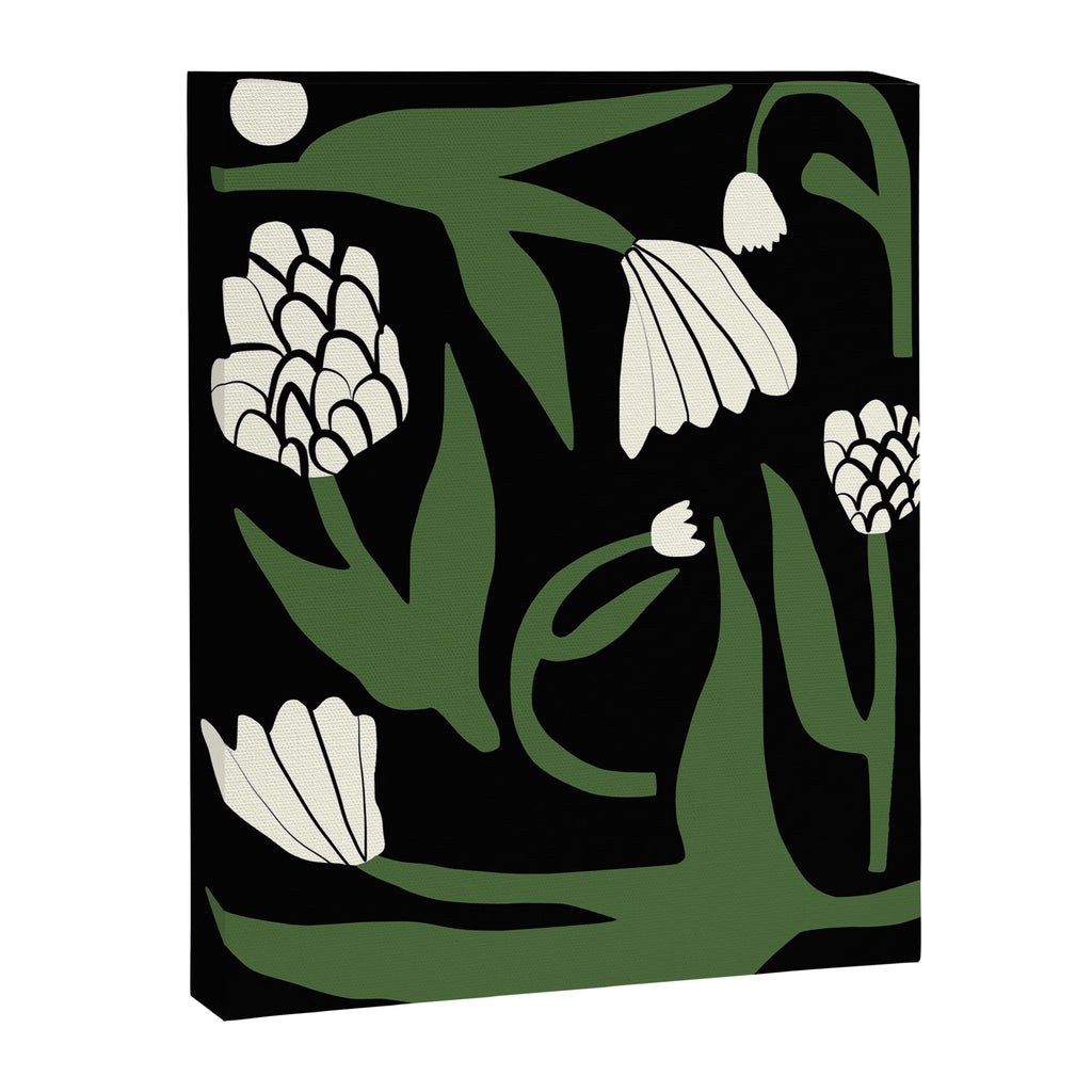 White flowers in black Canvas Print Gallery Image 6