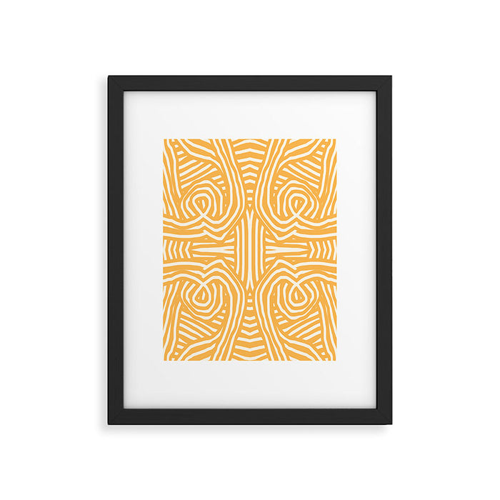 Yellow mustard boho stripe Framed Art Print Gallery Image 1