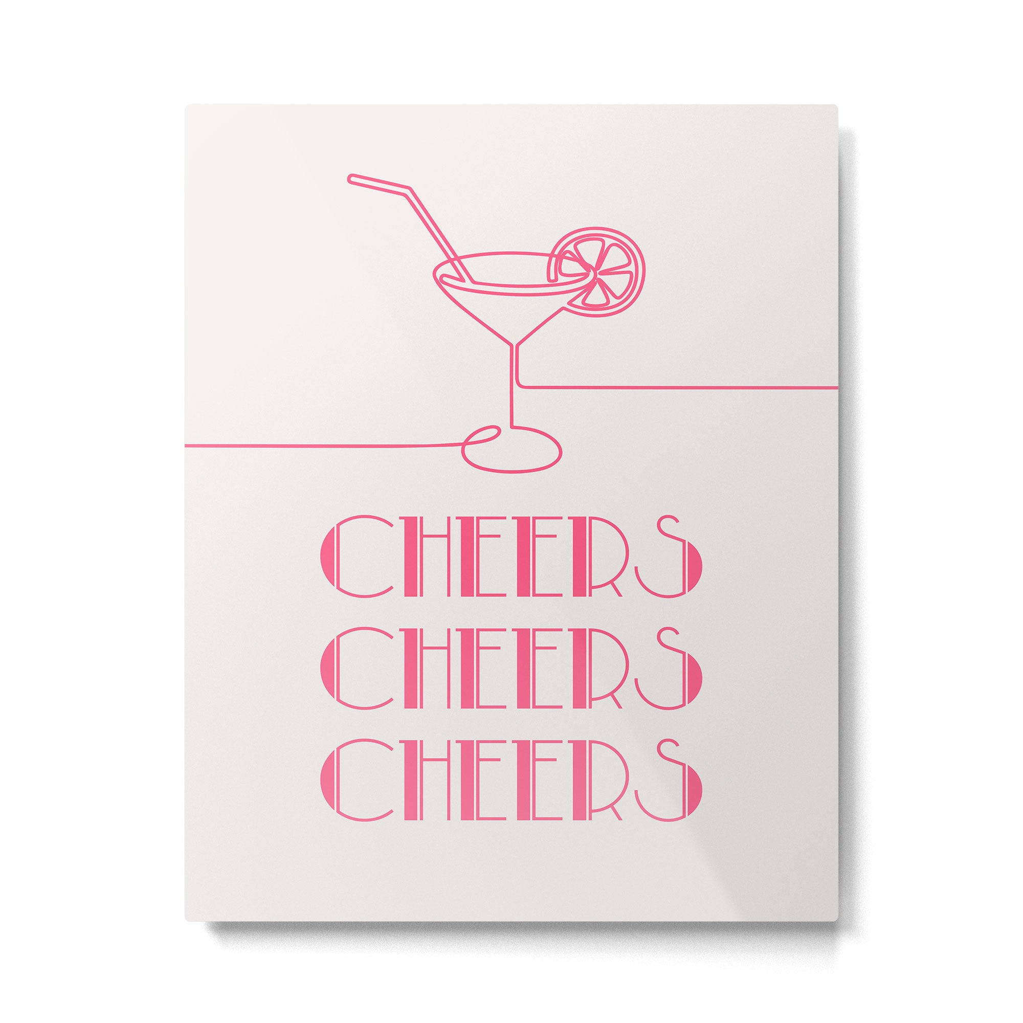 Cheers Cocktail (Pink) Metal Print Gallery Image 4
