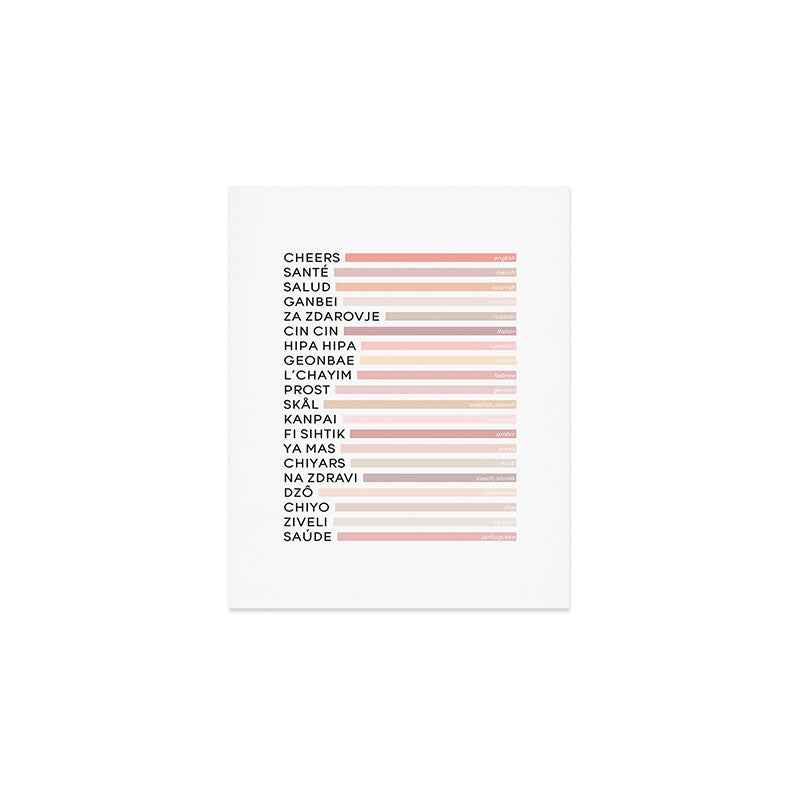 Cheers In Different Languages (Pink Beige) Art Print Gallery Image 1