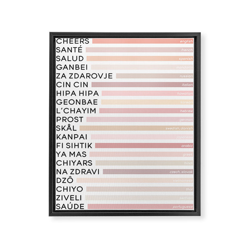Cheers In Different Languages (Pink Beige) Framed Canvas Print Gallery Image 6