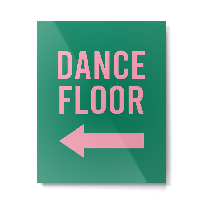 Dance Floor Left Arrow (Green Pink) Metal Print Gallery Image 1