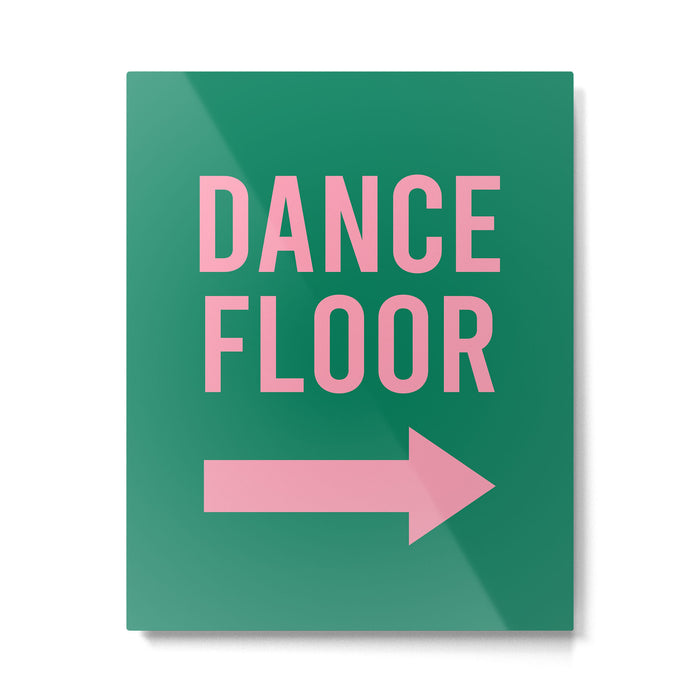 Dance Floor Right Arrow (Green Pink) Metal Print Gallery Image 1