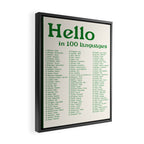 Hello In 100 Languages (Green) Framed Canvas Print Gallery Image 2
