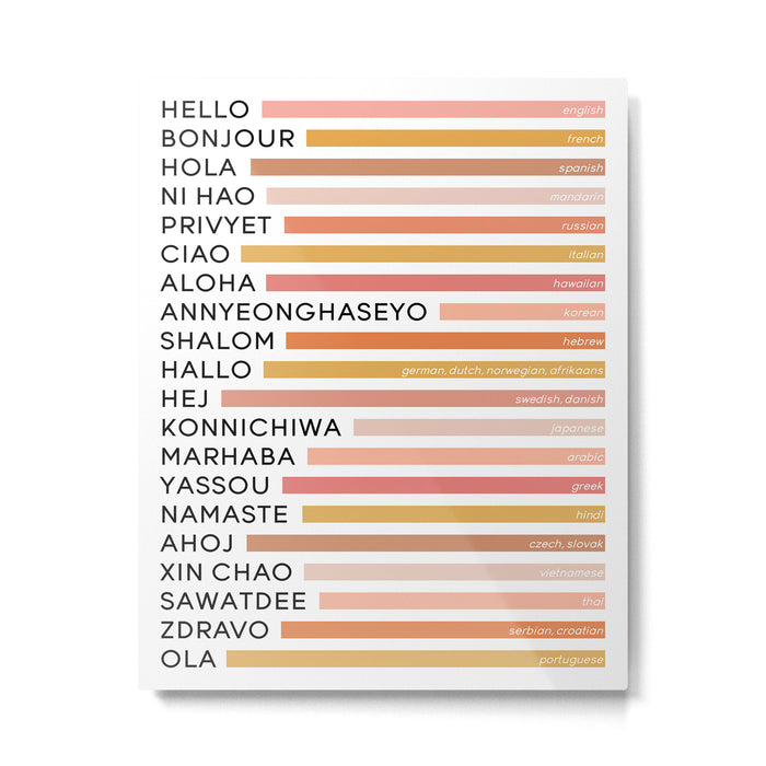 Hello In Different Languages (Boho) Metal Print Gallery Image 1