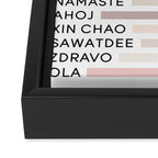 Hello In Different Languages - Pink Beige Framed Canvas Print Gallery Image 3