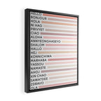 Hello In Different Languages - Pink Beige Framed Canvas Print Gallery Image 2
