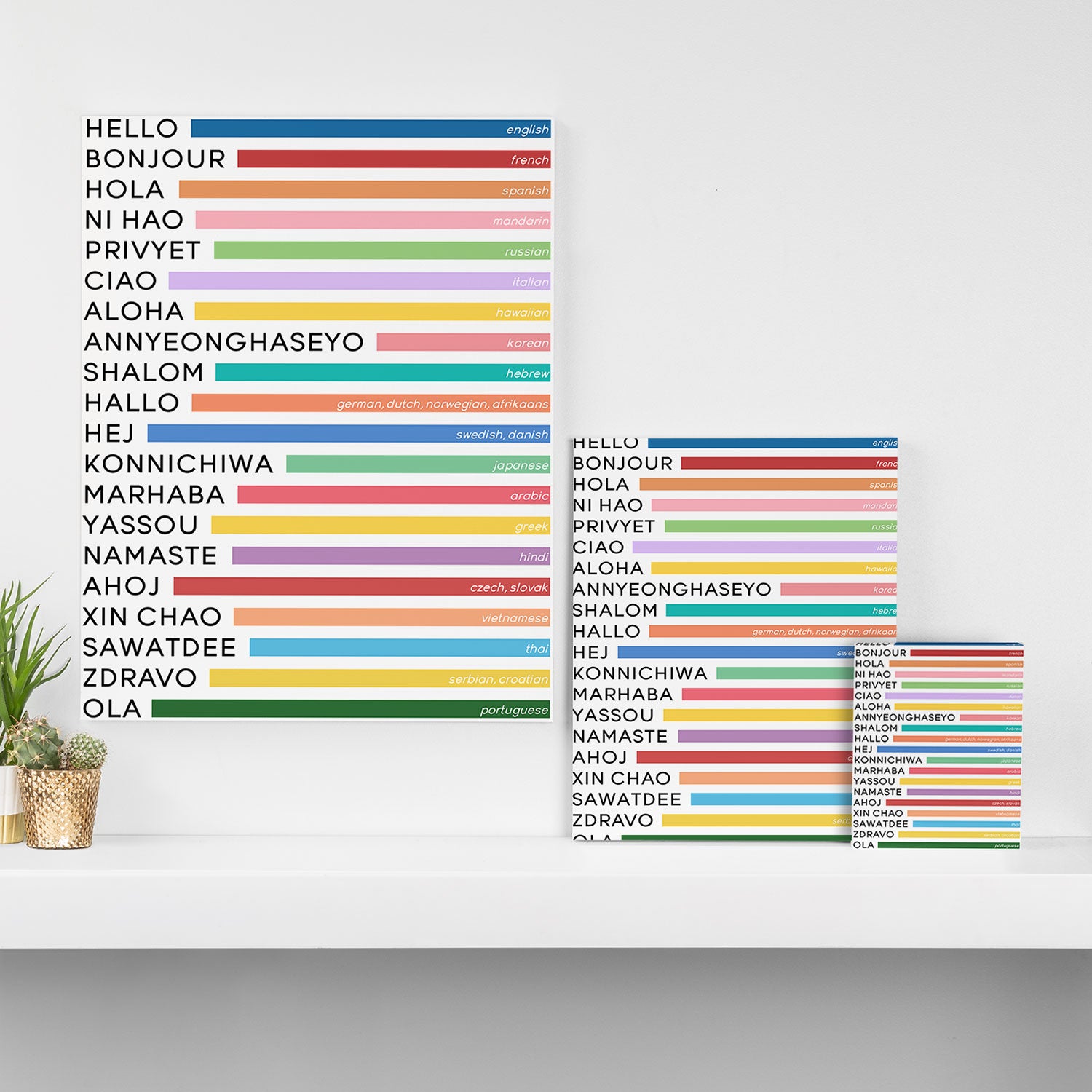 Hello In Different Languages - Rainbow Canvas Print Gallery Image 3