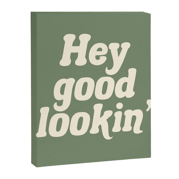 Hey Good Lookin' (Sage Cream) Canvas Print Gallery Image 1