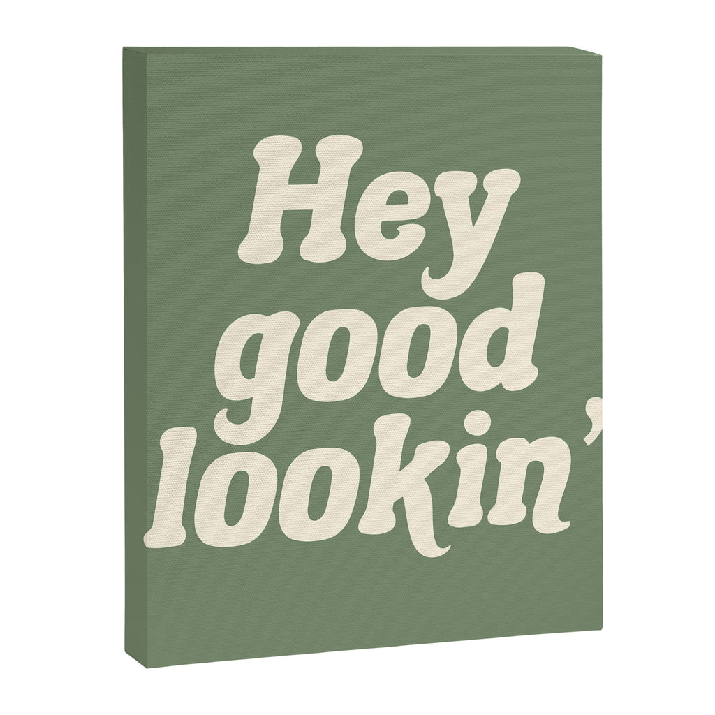 Hey Good Lookin' (Sage Cream) Canvas Print Gallery Image 6