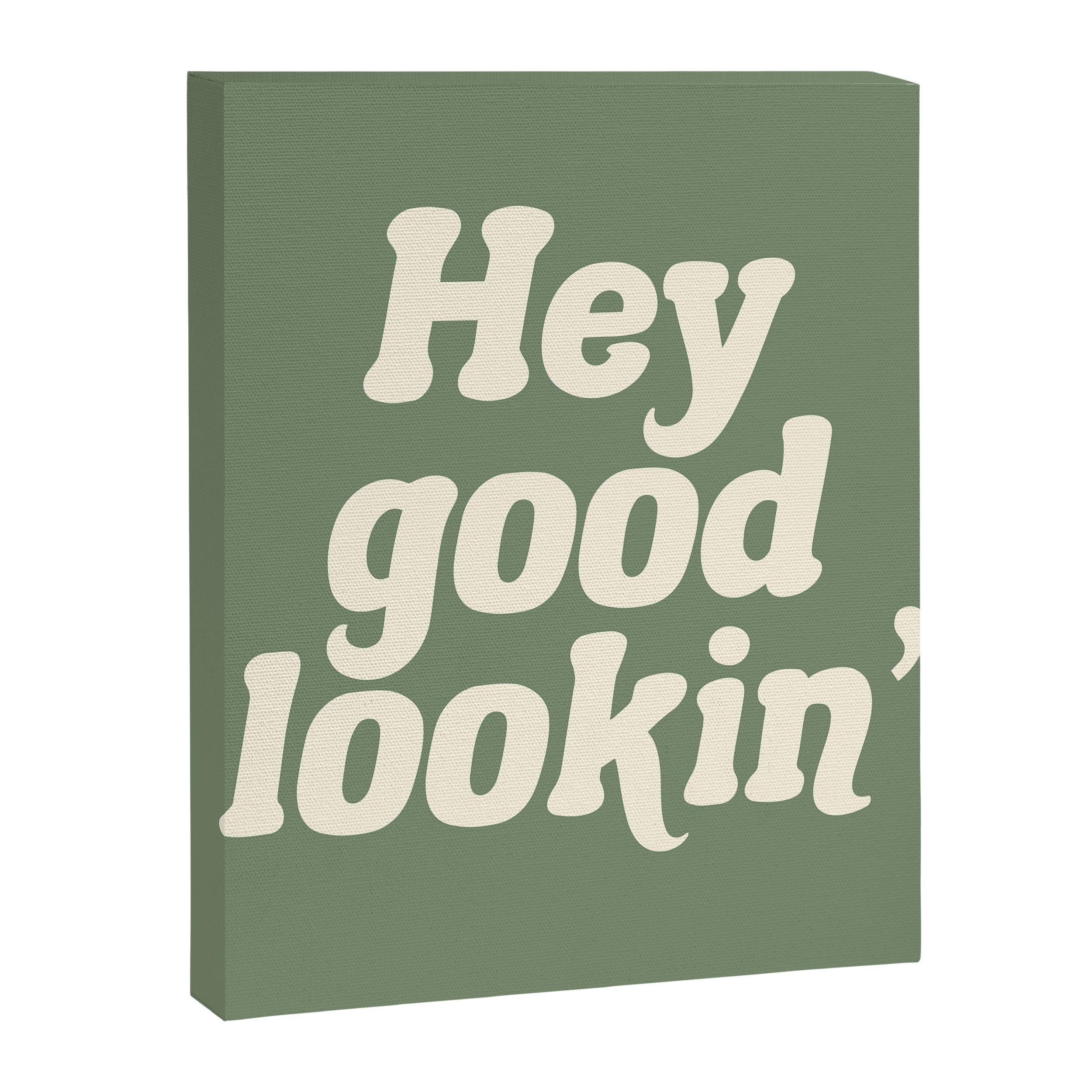 Hey Good Lookin' (Sage Cream) Canvas Print Gallery Image 6