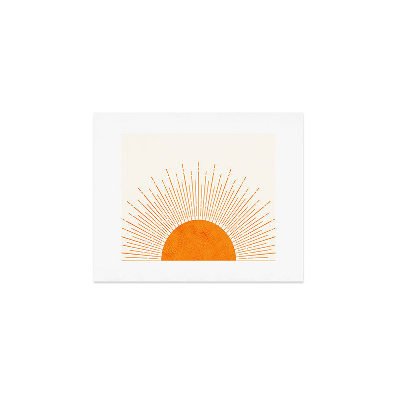 Orange Sunburst Boho Midcentury Art Print Gallery Image 1
