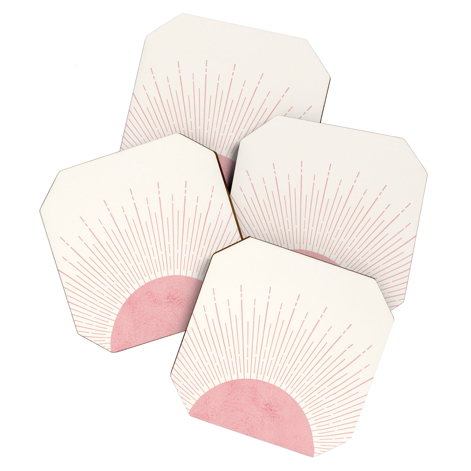 Pink Sunrise Boho Midcentury Coaster Gallery Image 1